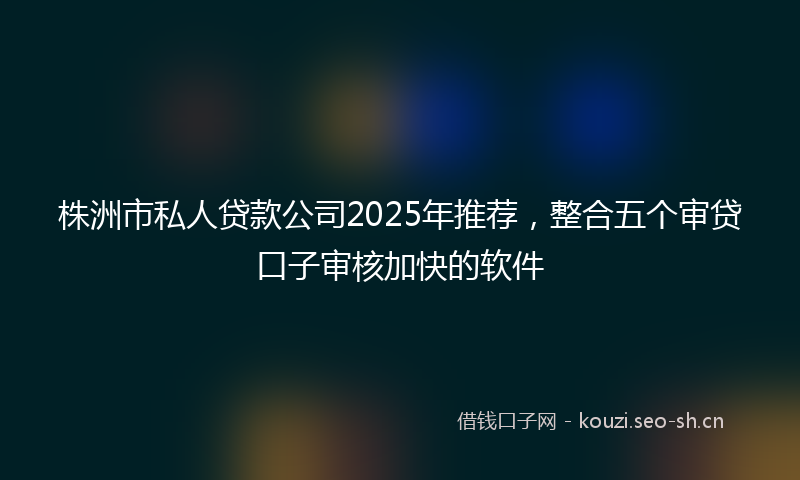 株洲市私人贷款公司2025年推荐，整合五个审贷口子审核加快的软件