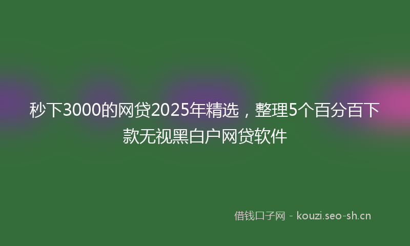 秒下3000的网贷2025年精选，整理5个百分百下款无视黑白户网贷软件