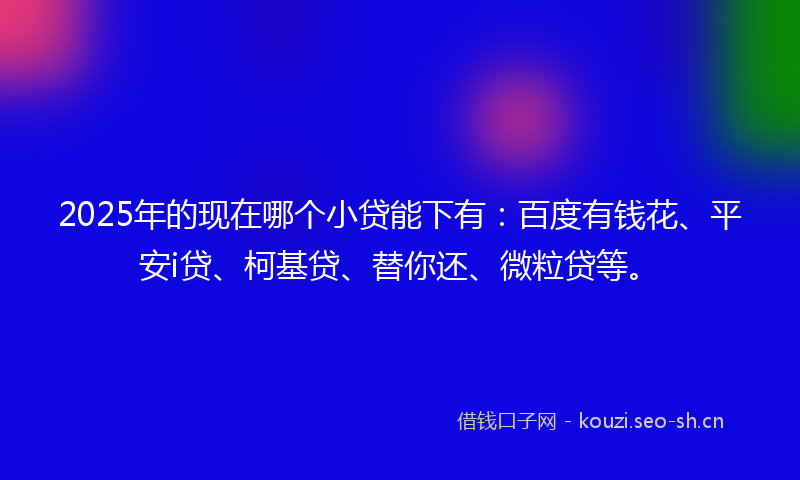 2025年的现在哪个小贷能下有：百度有钱花、平安i贷、柯基贷、替你还、微粒贷等。