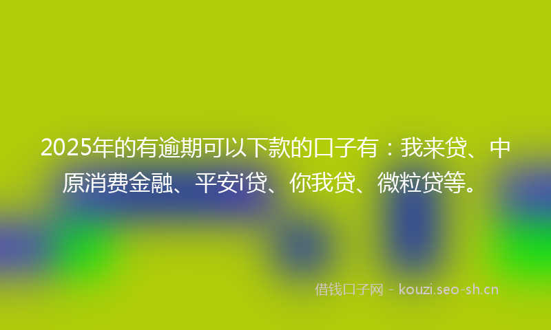 2025年的有逾期可以下款的口子有：我来贷、中原消费金融、平安i贷、你我贷、微粒贷等。