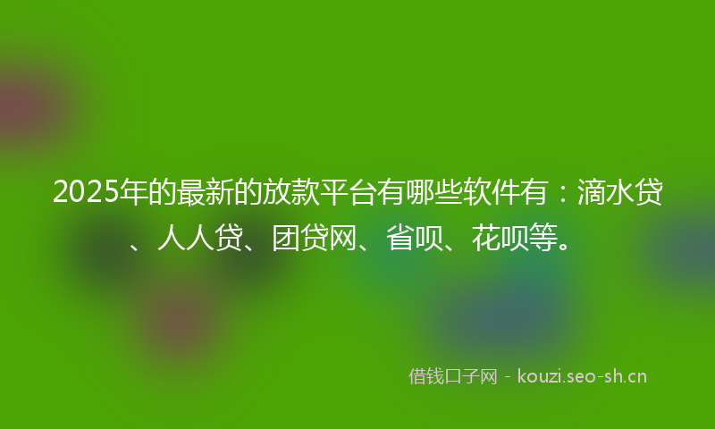 2025年的最新的放款平台有哪些软件有：滴水贷、人人贷、团贷网、省呗、花呗等。
