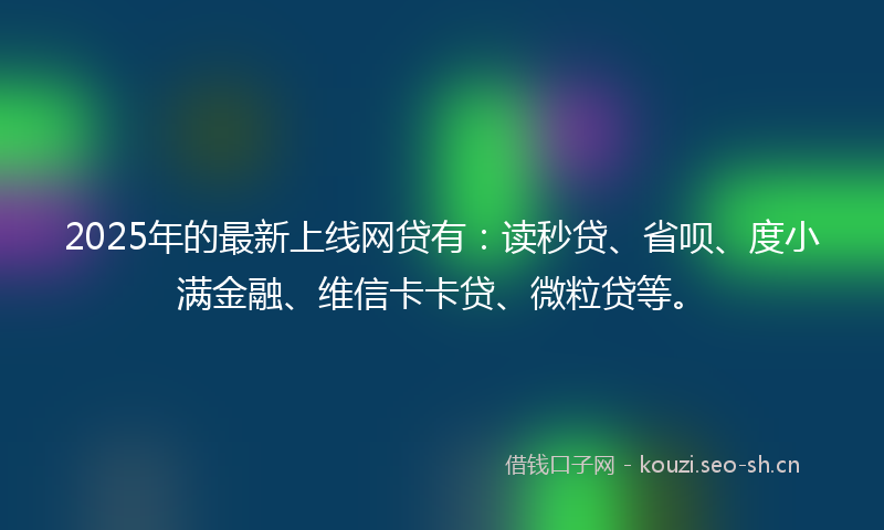 2025年的最新上线网贷有：读秒贷、省呗、度小满金融、维信卡卡贷、微粒贷等。