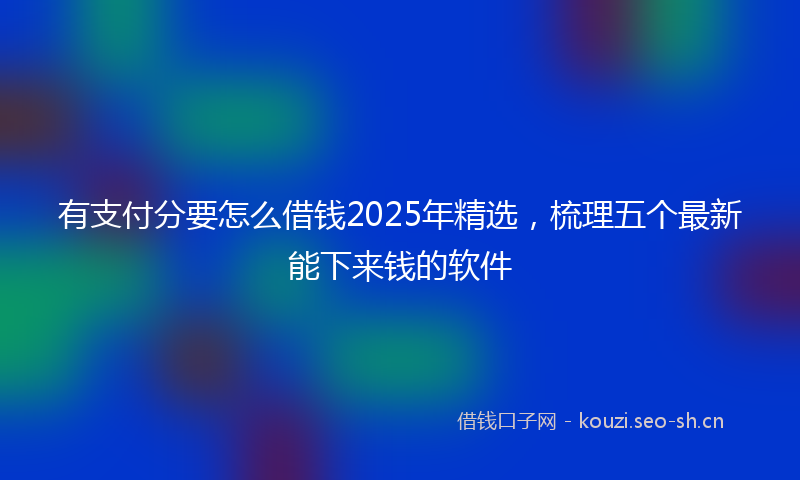 有支付分要怎么借钱2025年精选，梳理五个最新能下来钱的软件