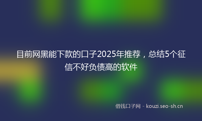 目前网黑能下款的口子2025年推荐，总结5个征信不好负债高的软件