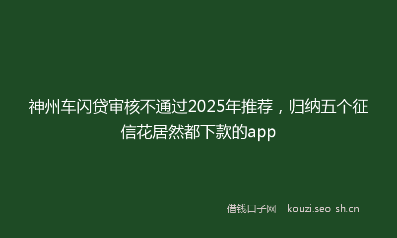 神州车闪贷审核不通过2025年推荐，归纳五个征信花居然都下款的app