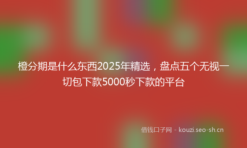 橙分期是什么东西2025年精选，盘点五个无视一切包下款5000秒下款的平台
