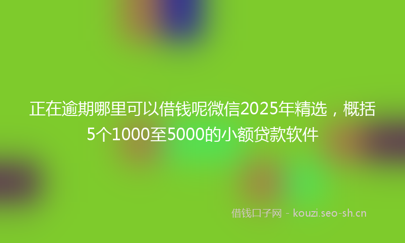 正在逾期哪里可以借钱呢微信2025年精选，概括5个1000至5000的小额贷款软件