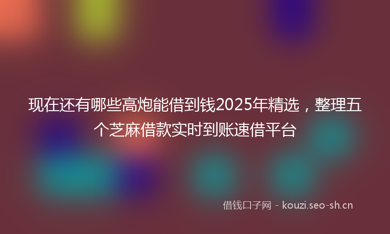 现在还有哪些高炮能借到钱2025年精选,整理五个芝麻借款实时到账速借平台