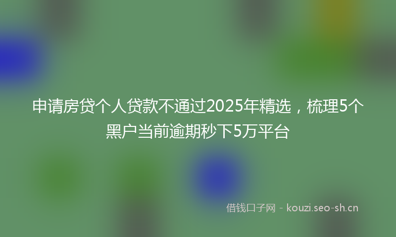申请房贷个人贷款不通过2025年精选，梳理5个黑户当前逾期秒下5万平台