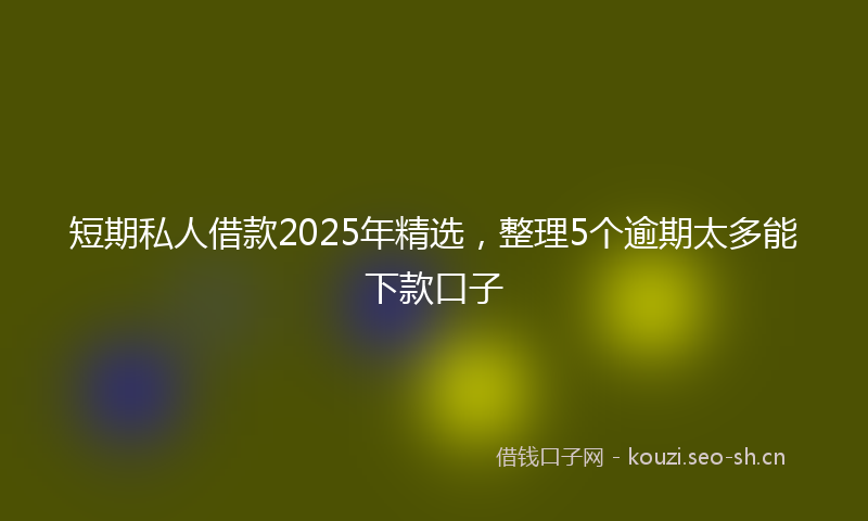 短期私人借款2025年精选，整理5个逾期太多能下款口子