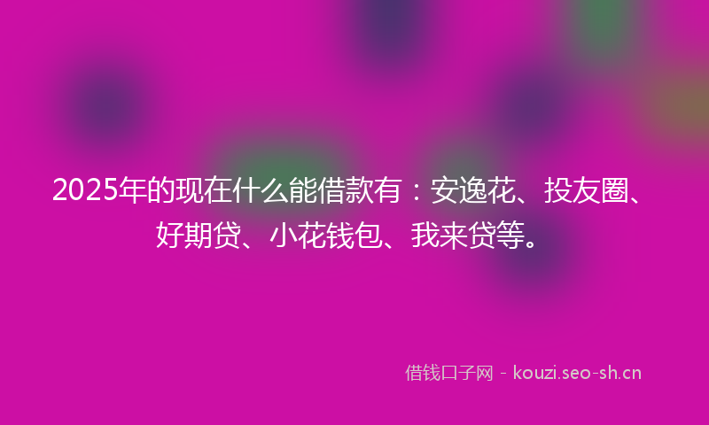 2025年的现在什么能借款有：安逸花、投友圈、好期贷、小花钱包、我来贷等。