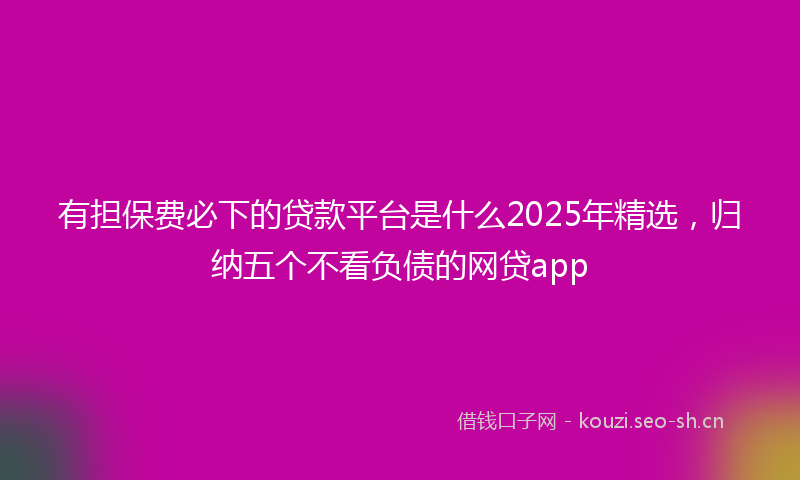 有担保费必下的贷款平台是什么2025年精选，归纳五个不看负债的网贷app