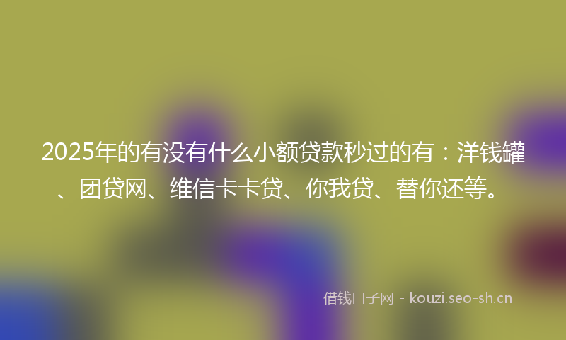 2025年的有没有什么小额贷款秒过的有：洋钱罐、团贷网、维信卡卡贷、你我贷、替你还等。