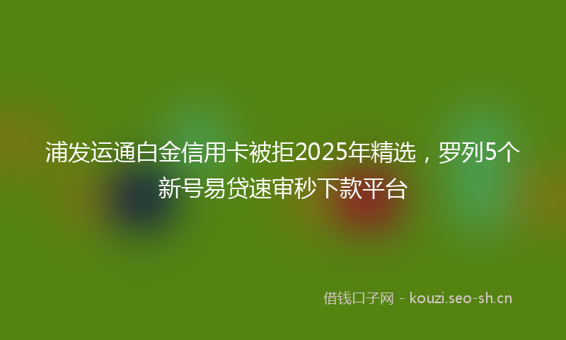 浦发运通白金信用卡被拒2025年精选，罗列5个新号易贷速审秒下款平台