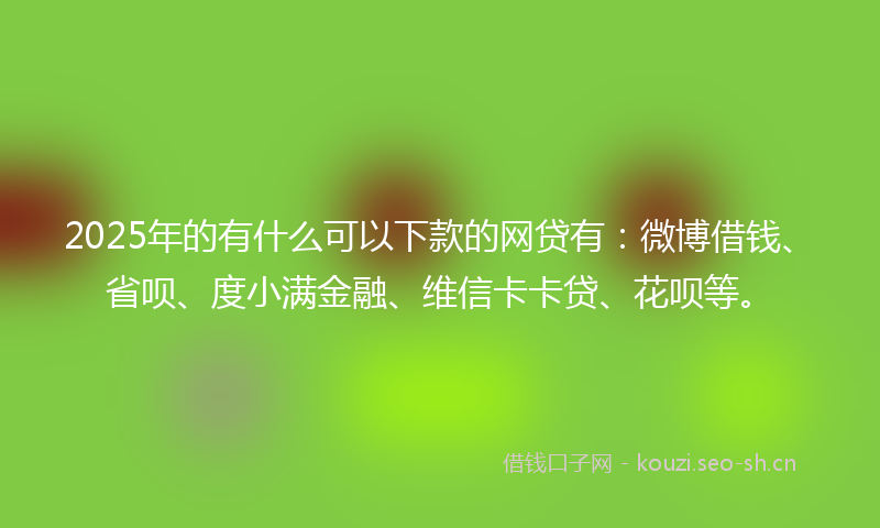 2025年的有什么可以下款的网贷有：微博借钱、省呗、度小满金融、维信卡卡贷、花呗等。
