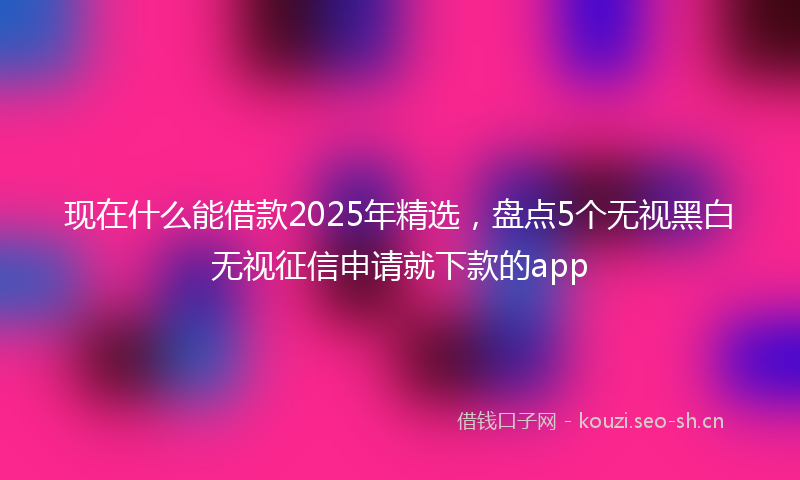 现在什么能借款2025年精选，盘点5个无视黑白无视征信申请就下款的app