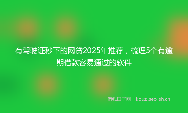 有驾驶证秒下的网贷2025年推荐，梳理5个有逾期借款容易通过的软件