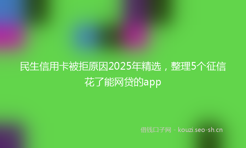 民生信用卡被拒原因2025年精选，整理5个征信花了能网贷的app