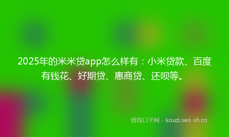 2025年的米米贷app怎么样有：小米贷款、百度有钱花、好期贷、惠商贷、还呗等。