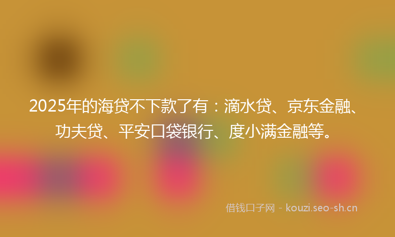 2025年的海贷不下款了有：滴水贷、京东金融、功夫贷、平安口袋银行、度小满金融等。