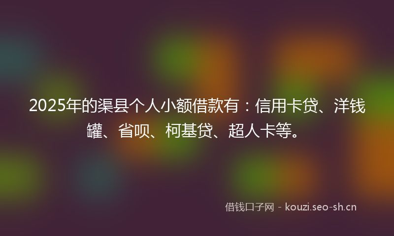 2025年的渠县个人小额借款有：信用卡贷、洋钱罐、省呗、柯基贷、超人卡等。