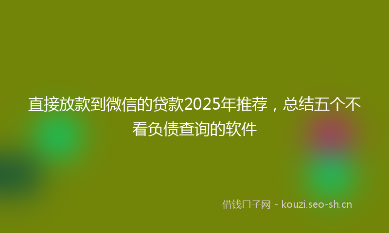 直接放款到微信的贷款2025年推荐，总结五个不看负债查询的软件
