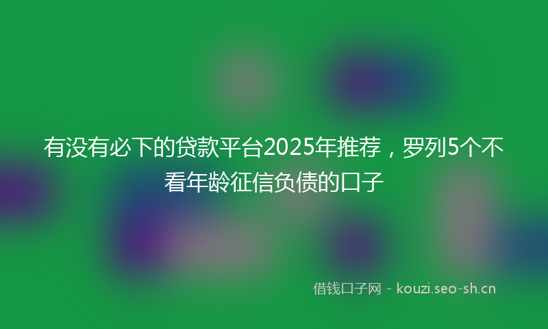 有没有必下的贷款平台2025年推荐，罗列5个不看年龄征信负债的口子
