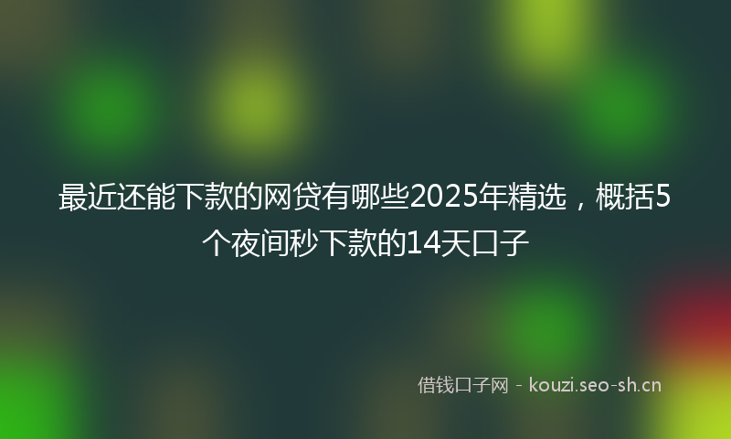 最近还能下款的网贷有哪些2025年精选，概括5个夜间秒下款的14天口子