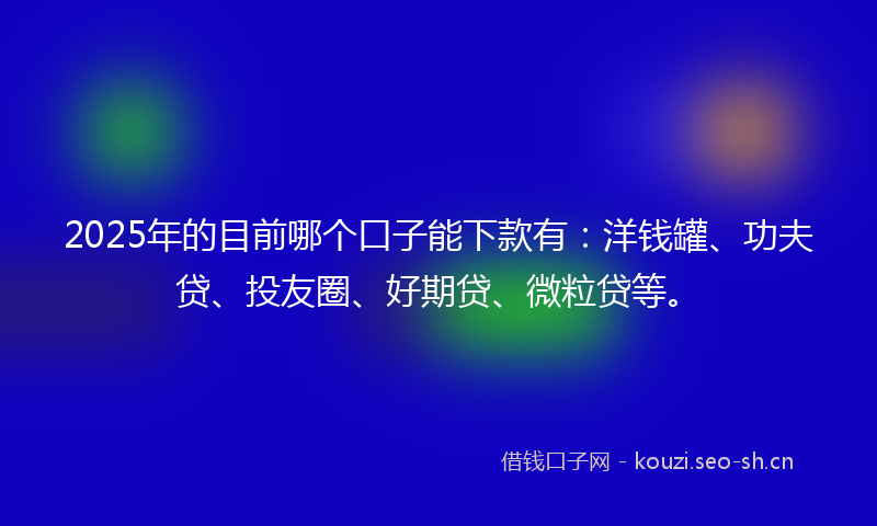 2025年的目前哪个口子能下款有：洋钱罐、功夫贷、投友圈、好期贷、微粒贷等。