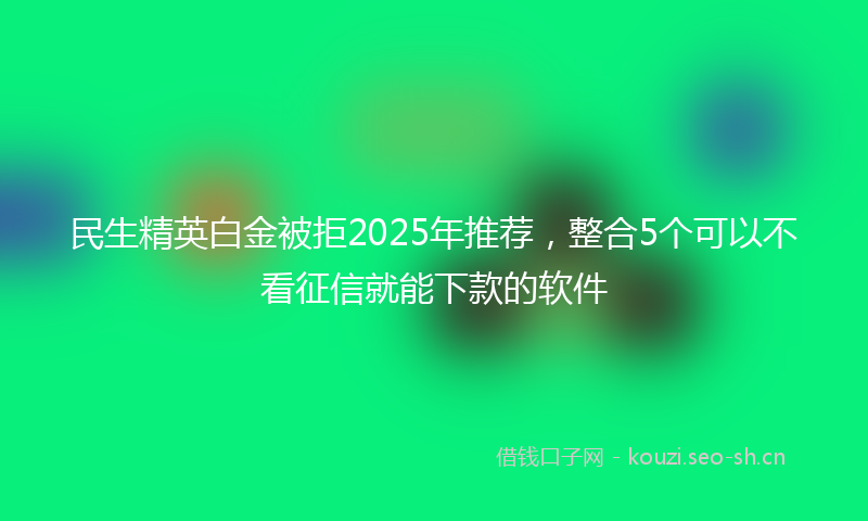 民生精英白金被拒2025年推荐，整合5个可以不看征信就能下款的软件