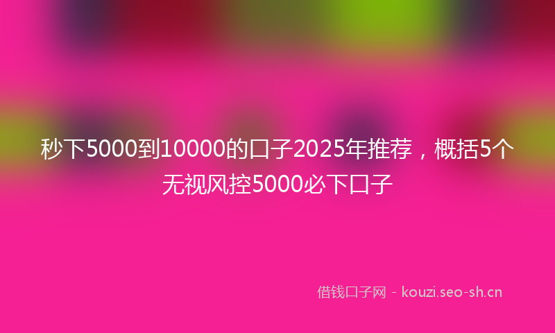 秒下5000到10000的口子2025年推荐，概括5个无视风控5000必下口子