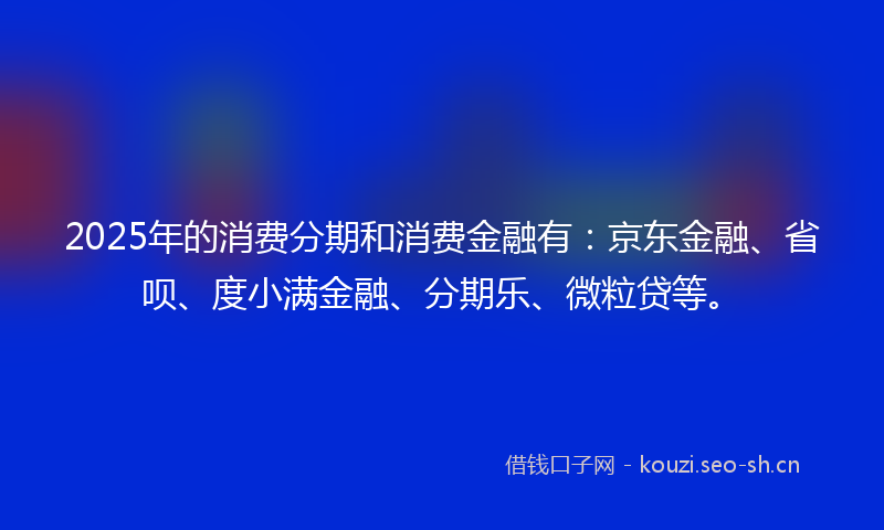 2025年的消费分期和消费金融有：京东金融、省呗、度小满金融、分期乐、微粒贷等。