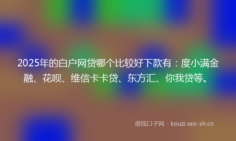 2025年的白户网贷哪个比较好下款有：度小满金融、花呗、维信卡卡贷、东方汇、你我贷等。