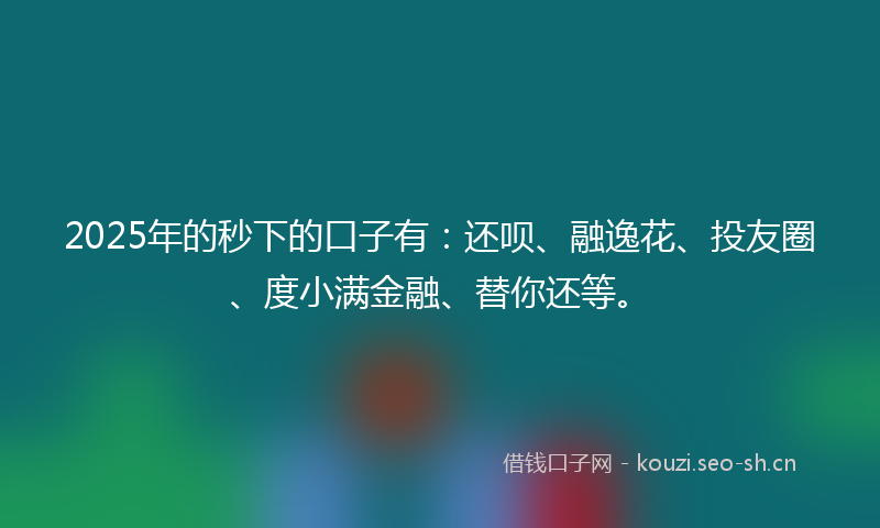 2025年的秒下的口子有：还呗、融逸花、投友圈、度小满金融、替你还等。