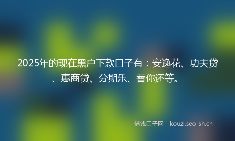 2025年的现在黑户下款口子有：安逸花、功夫贷、惠商贷、分期乐、替你还等。