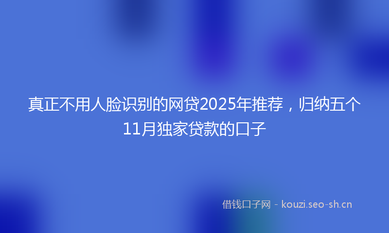 真正不用人脸识别的网贷2025年推荐,归纳五个11月独家贷款的口子