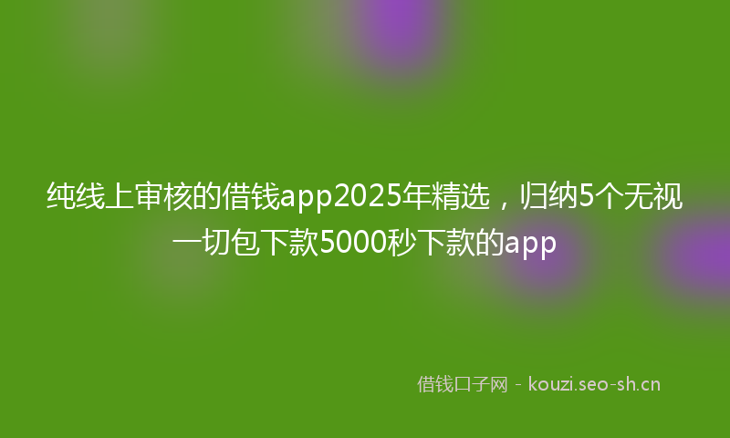 纯线上审核的借钱app2025年精选，归纳5个无视一切包下款5000秒下款的app