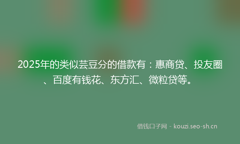 2025年的类似芸豆分的借款有：惠商贷、投友圈、百度有钱花、东方汇、微粒贷等。