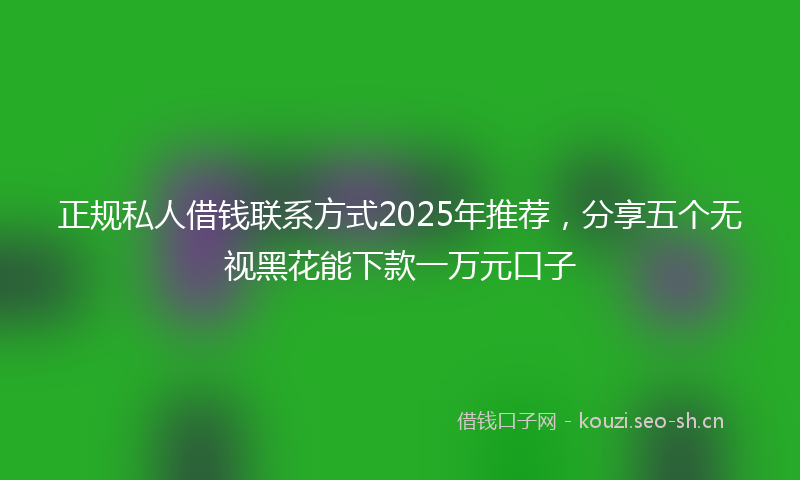 正规私人借钱联系方式2025年推荐，分享五个无视黑花能下款一万元口子
