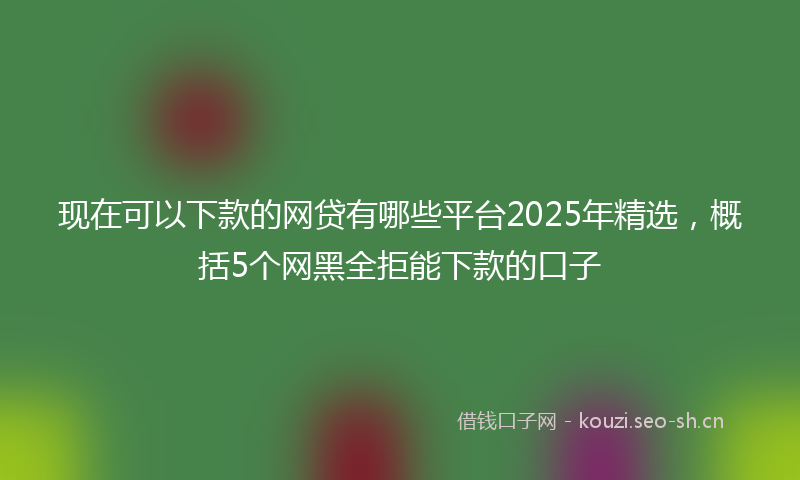 现在可以下款的网贷有哪些平台2025年精选，概括5个网黑全拒能下款的口子