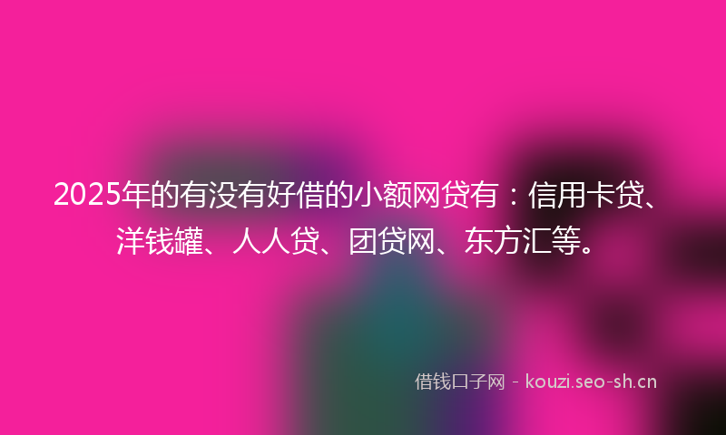 2025年的有没有好借的小额网贷有：信用卡贷、洋钱罐、人人贷、团贷网、东方汇等。