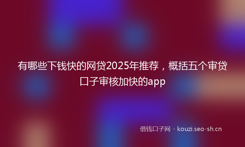 有哪些下钱快的网贷2025年推荐，概括五个审贷口子审核加快的app