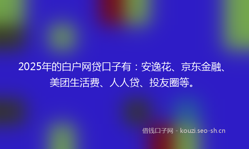 2025年的白户网贷口子有：安逸花、京东金融、美团生活费、人人贷、投友圈等。