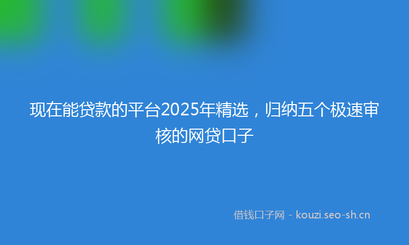 现在能贷款的平台2025年精选，归纳五个极速审核的网贷口子