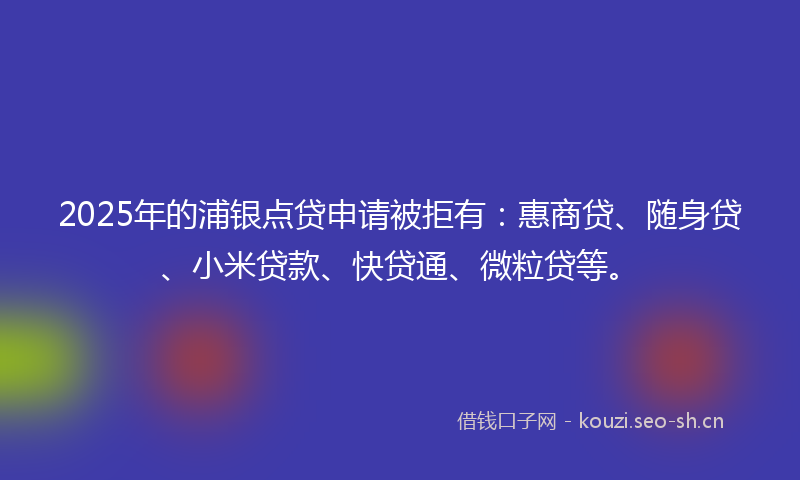 2025年的浦银点贷申请被拒有：惠商贷、随身贷、小米贷款、快贷通、微粒贷等。