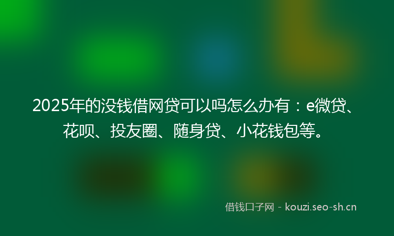 2025年的没钱借网贷可以吗怎么办有：e微贷、花呗、投友圈、随身贷、小花钱包等。