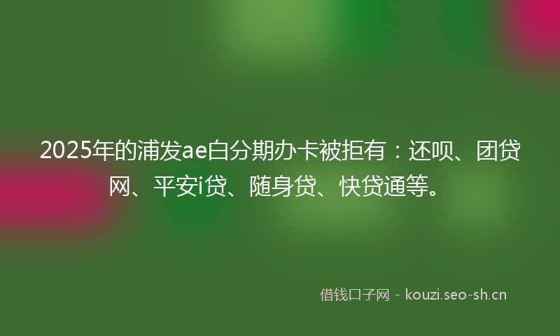 2025年的浦发ae白分期办卡被拒有：还呗、团贷网、平安i贷、随身贷、快贷通等。