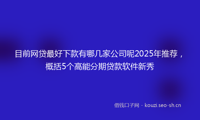 目前网贷最好下款有哪几家公司呢2025年推荐，概括5个高能分期贷款软件新秀