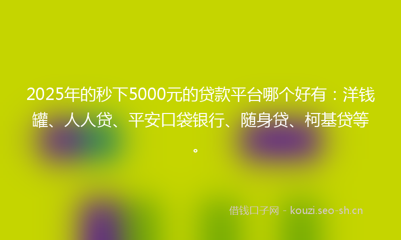 2025年的秒下5000元的贷款平台哪个好有：洋钱罐、人人贷、平安口袋银行、随身贷、柯基贷等。
