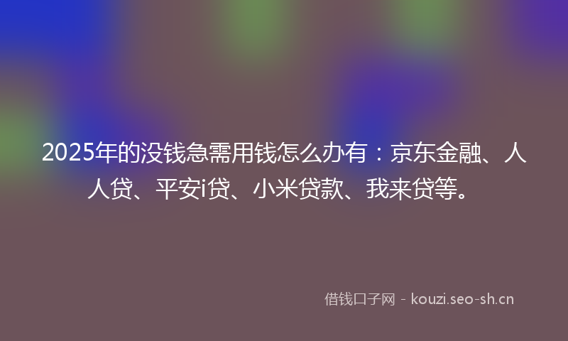 2025年的没钱急需用钱怎么办有：京东金融、人人贷、平安i贷、小米贷款、我来贷等。